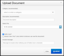 Upload Document Window Prompt
